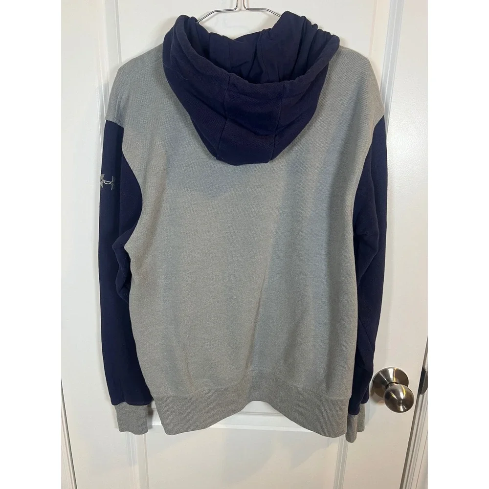 UnderArmour Mens Hoodie The Mount ColdGear Colorblock Gray Navy Blue Size Medium - Picture 3 of 5